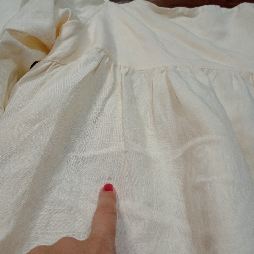 Anthropologie Lace babydoll Top In Cream Linen Blend Cottagecore Prairie - Picture 11 of 11